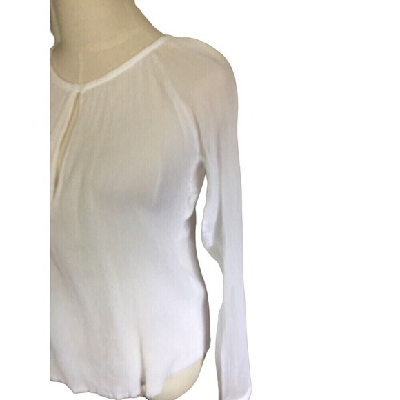 NEW KristenseN Du Nord 10 12  White 100% Silk Sheer Blouse Women’s 3 Top Italy - Picture 4 of 7